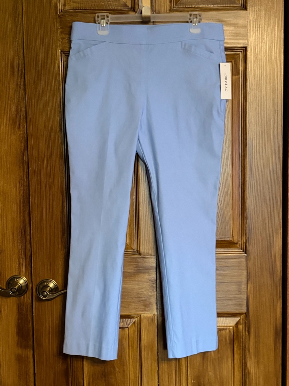 77 Park Light Blue Stretch Pocket Pants with Smooth Elastic Waistband Size Large